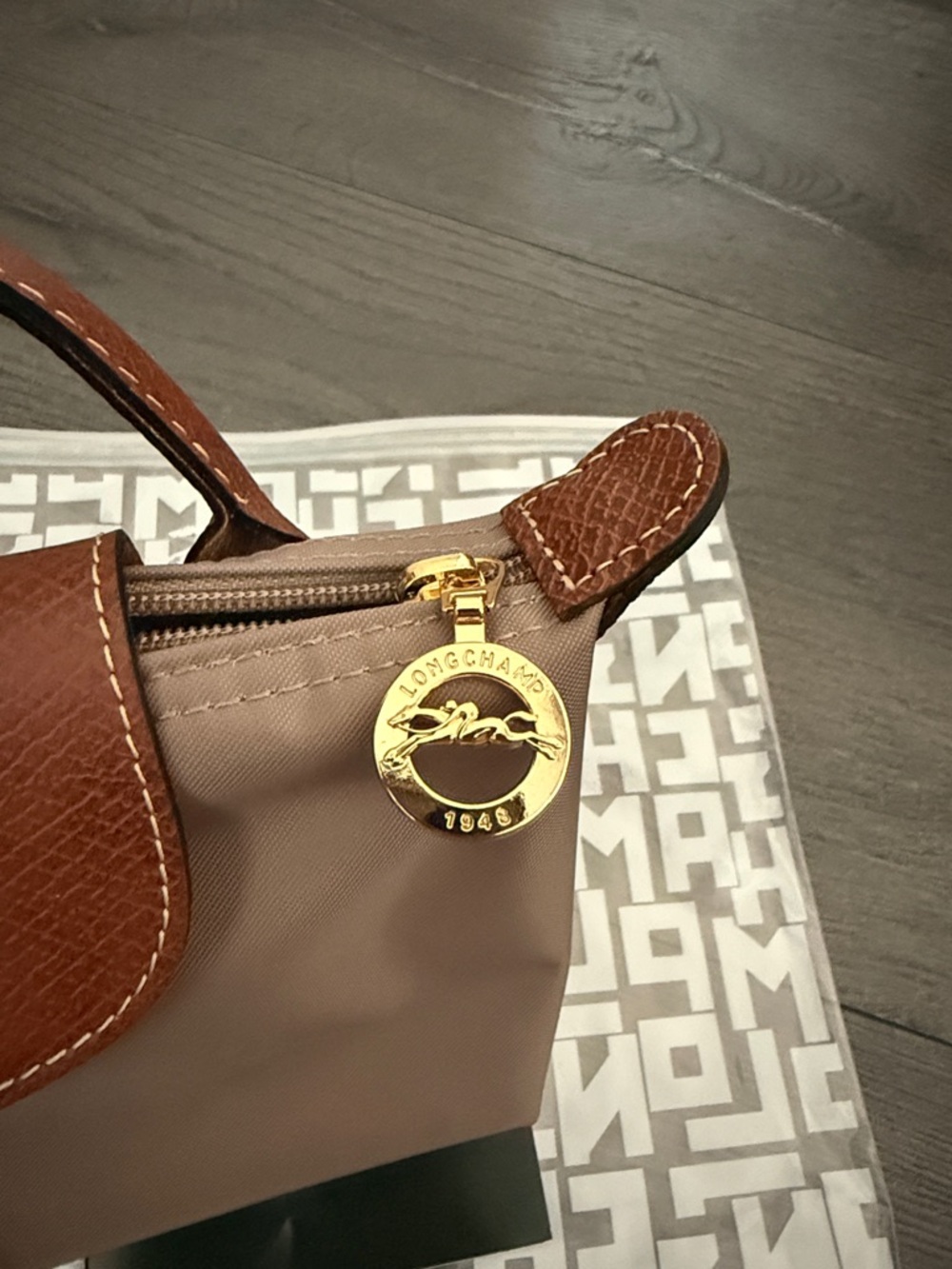 Longchamp Le Pliage cosmetic bag- Brown - Picture 5 of 6